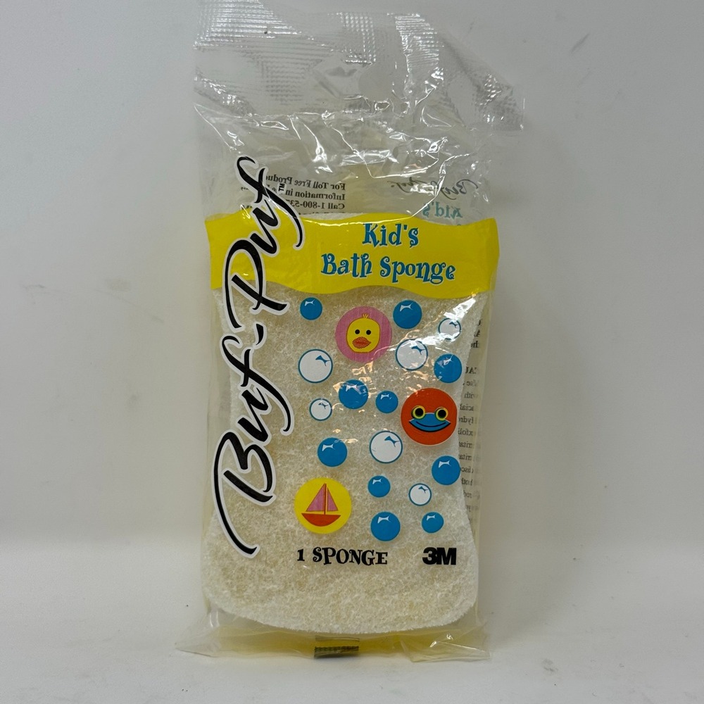 Buf Puff Kids Bath Sponge 1 Sponge Yellow Duck Boat Frog Bubbles 3M 2003